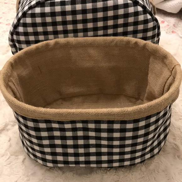 Fall Black and white Gingham burlap soft baskets - Picture 4 of 10
